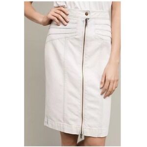 Anthropologie Pilcro Light Wash Denim Midi Skirt Front Zip Slit Size 10
